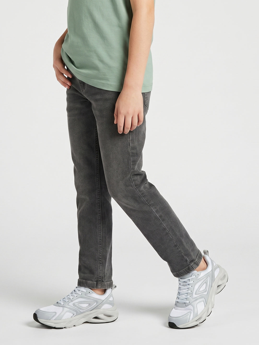 Boys Grey Light Wash Straight Fit Denim