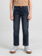 Boys Dark Blue Light Wash Straight Fit Denim