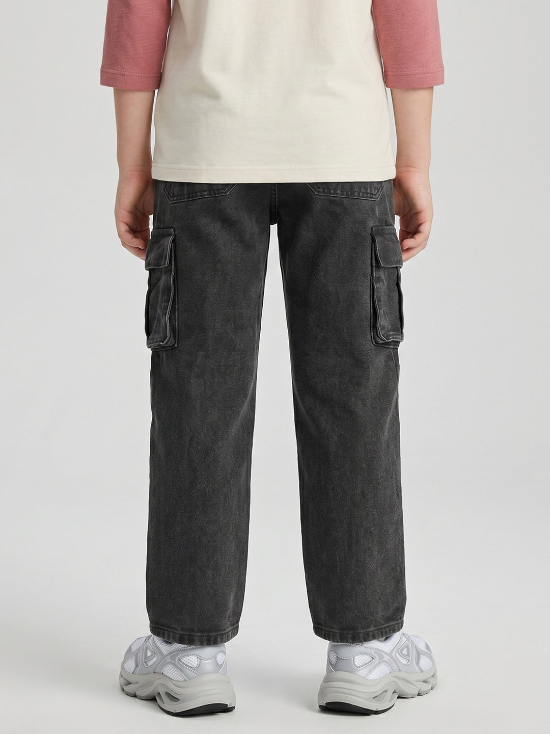 Boys Grey Light Wash Straight Fit Cargo