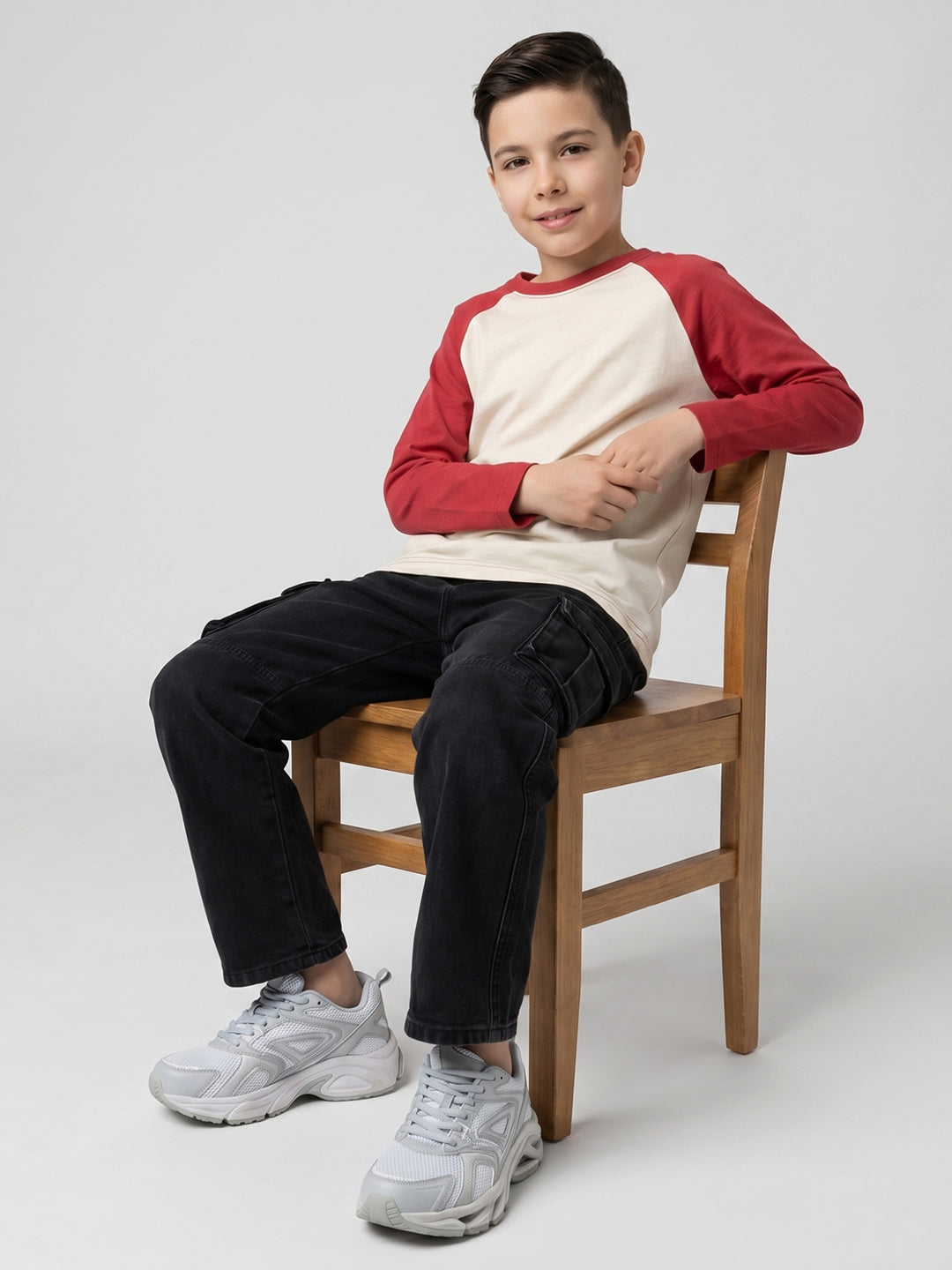 Boys Grey Light Wash Straight Fit Cargo