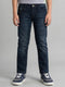 Boys Dark Blue Light Wash Slim Fit Denim