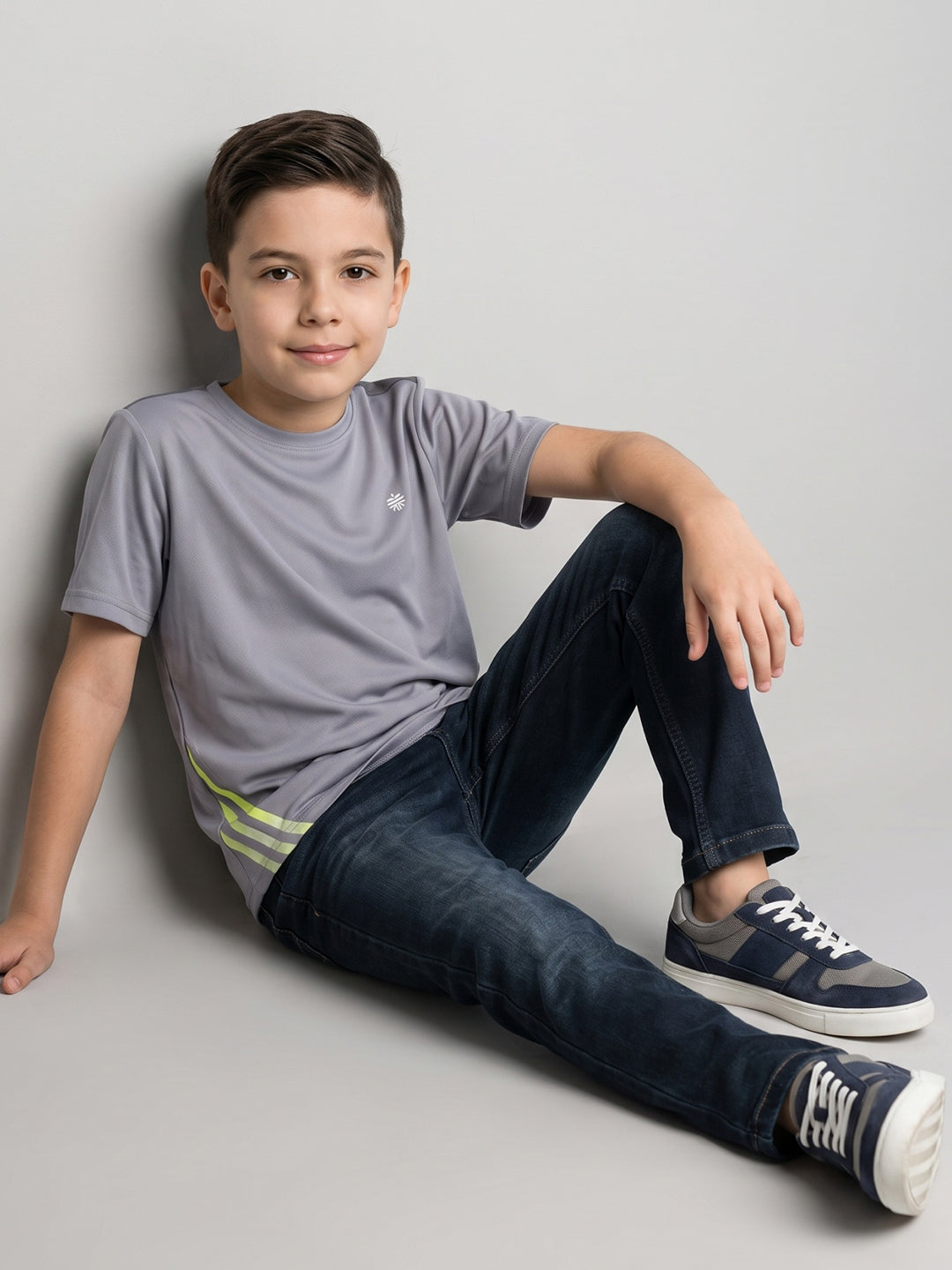 Boys Dark Blue Light Wash Slim Fit Denim