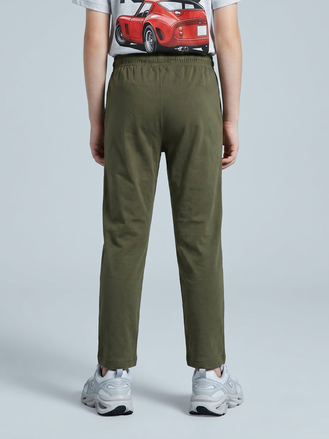 Boys Olive Printed Regular Fit Lower