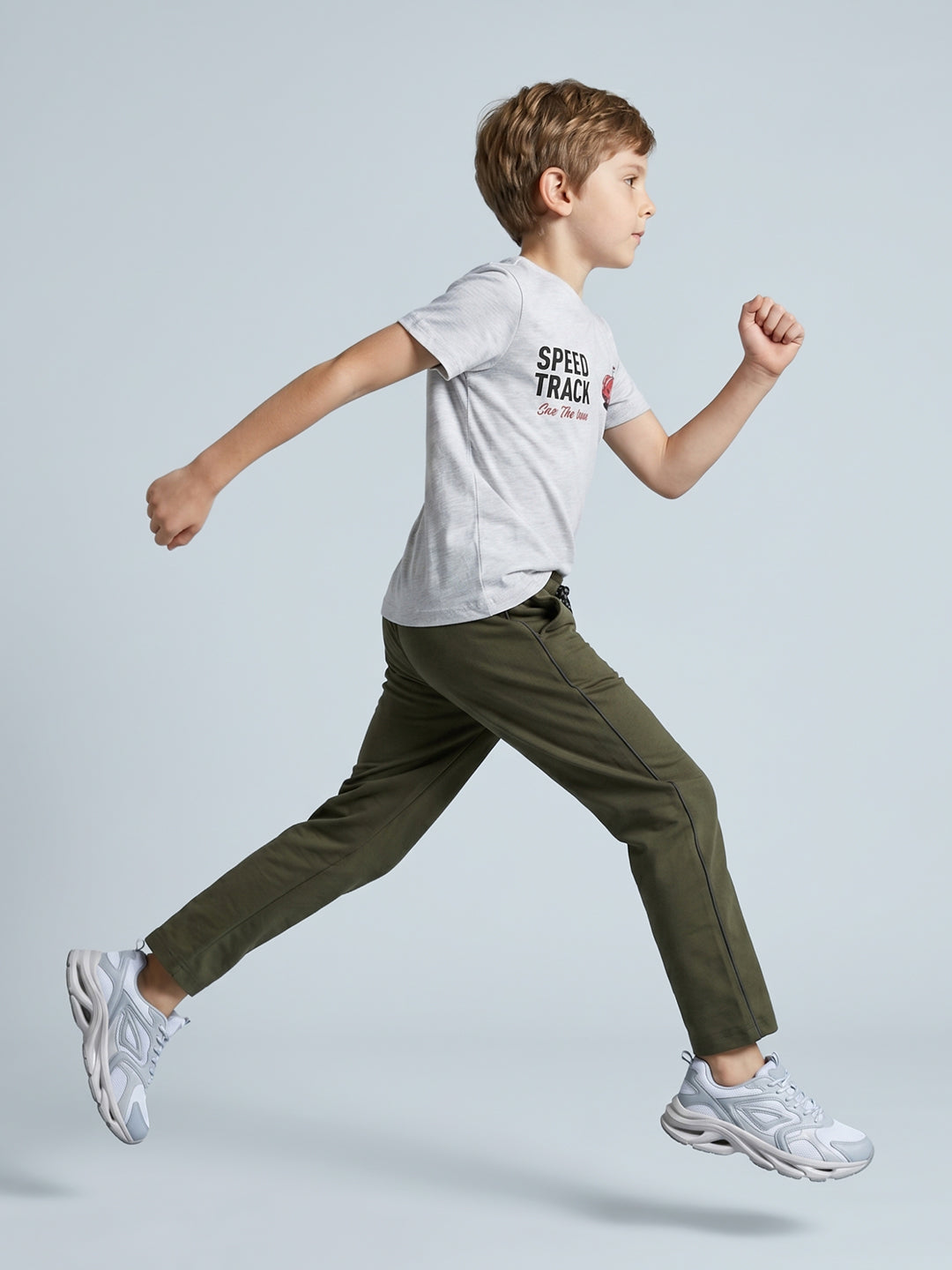 Boys Olive Printed Regular Fit Lower