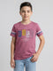 Boys Rose Red Printed Round Neck Half Sleeve T-Shirt