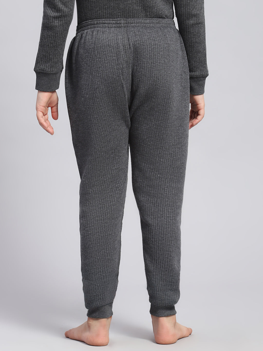 Girls Charcoal Solid Thermal Lower