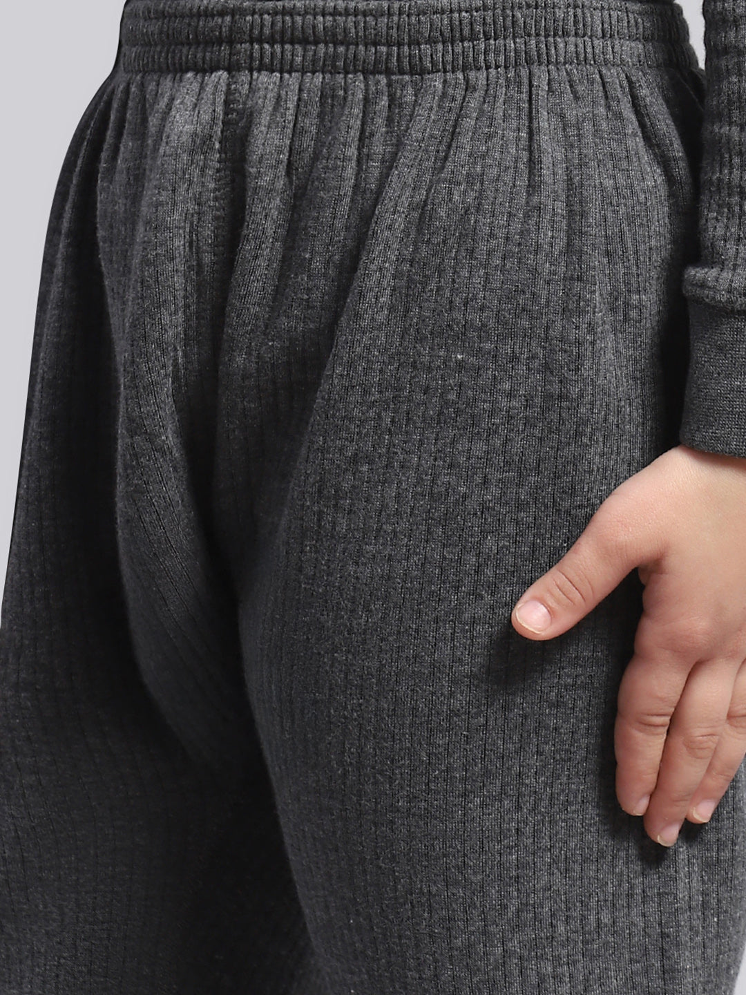 Girls Grey Solid Thermal Lower