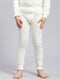 Girls Off White Solid Thermal Lower