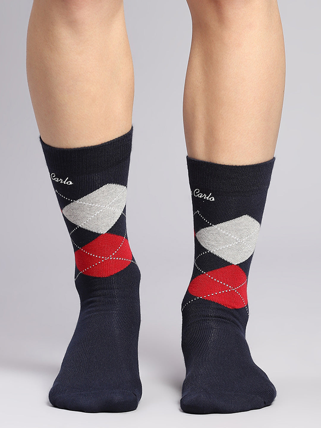 Men Cotton Blend Self Design Calf Length Socks (Pack of 3)