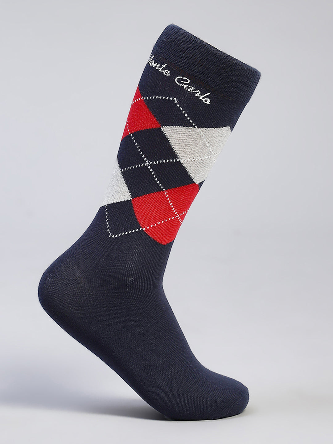 Men Cotton Blend Self Design Calf Length Socks (Pack of 3)