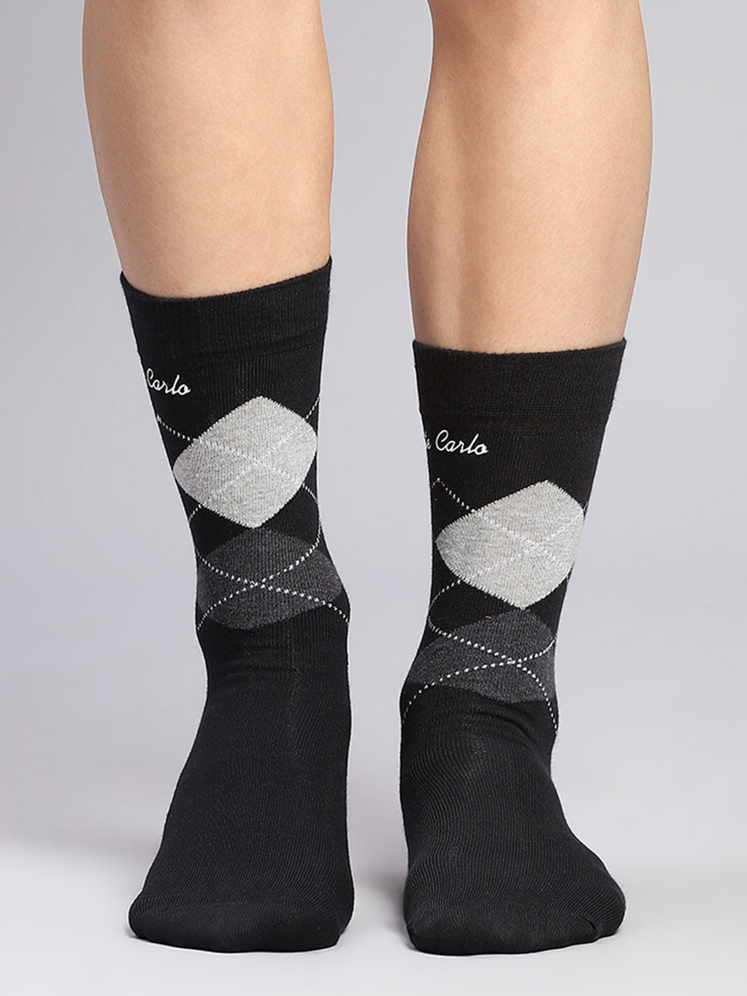 Men Cotton Blend Self Design Calf Length Socks (Pack of 3)