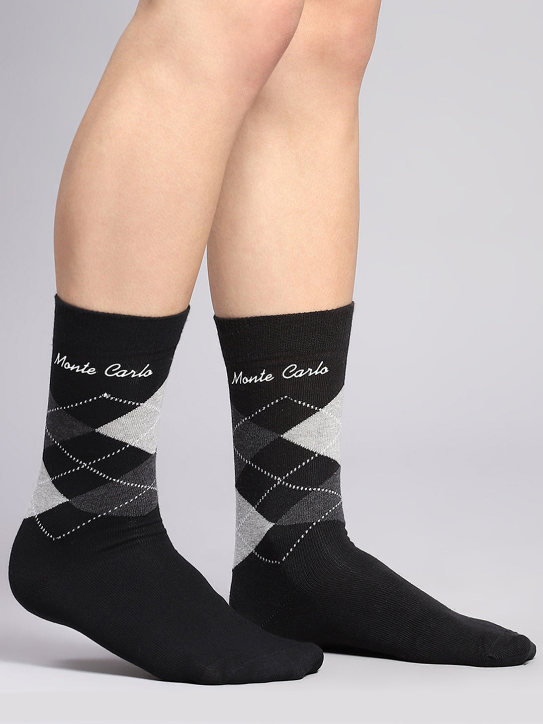 Men Cotton Blend Self Design Calf Length Socks (Pack of 3)