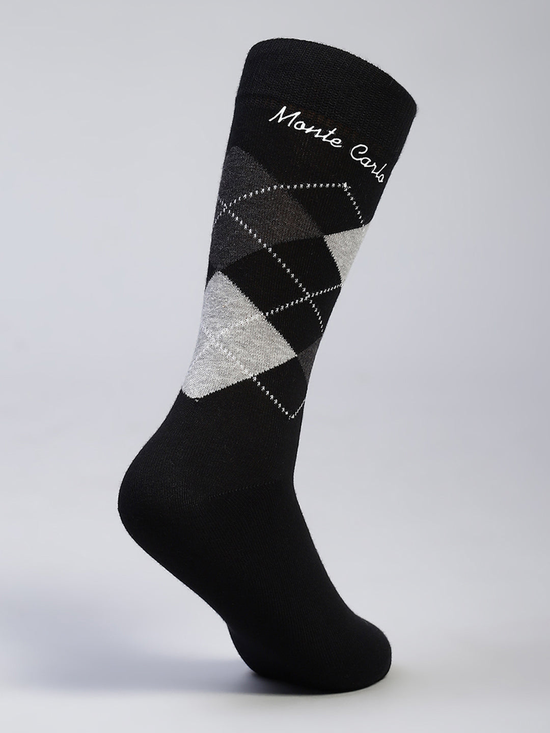 Men Cotton Blend Self Design Calf Length Socks (Pack of 3)
