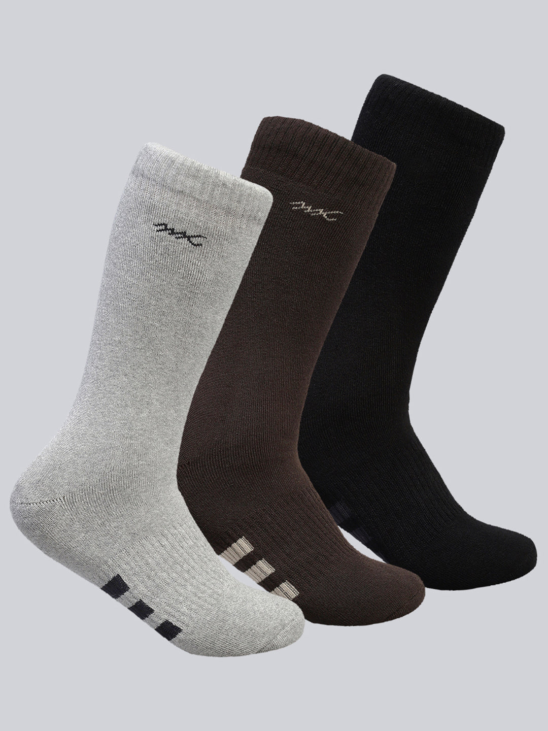 Men Cotton Blend Self Design Calf Length Socks (Pack of 3)