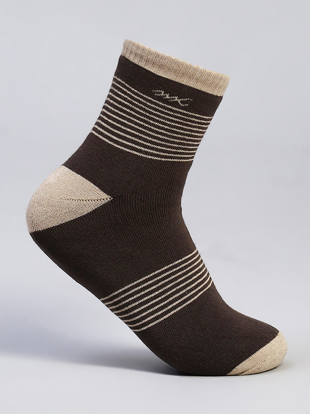 Men Cotton Blend Self Design Crew Length Socks (Pack of 3)