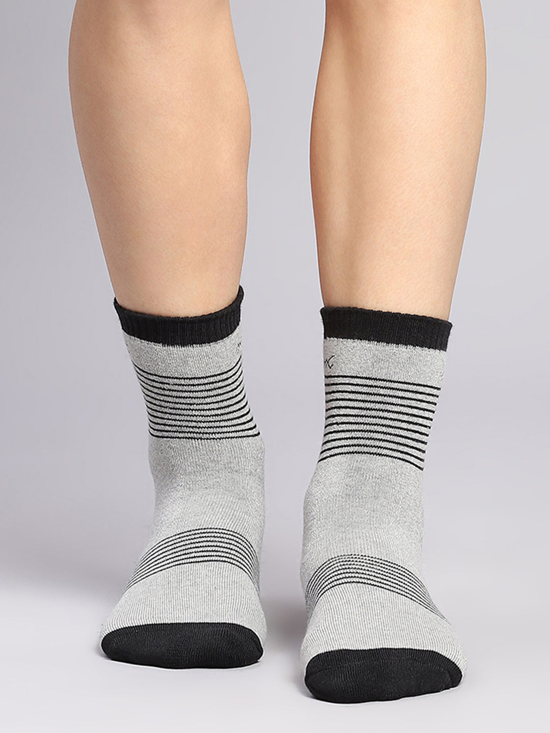 Men Cotton Blend Self Design Crew Length Socks (Pack of 3)
