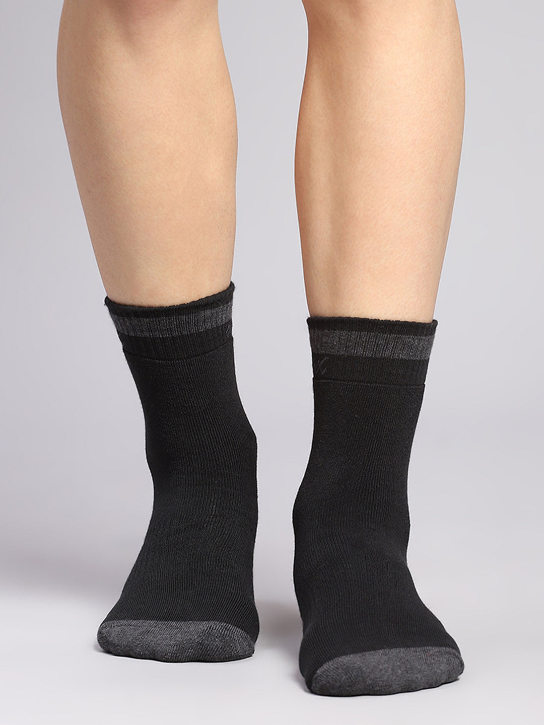 Men Cotton Blend Self Design Crew Length Socks (Pack of 3)