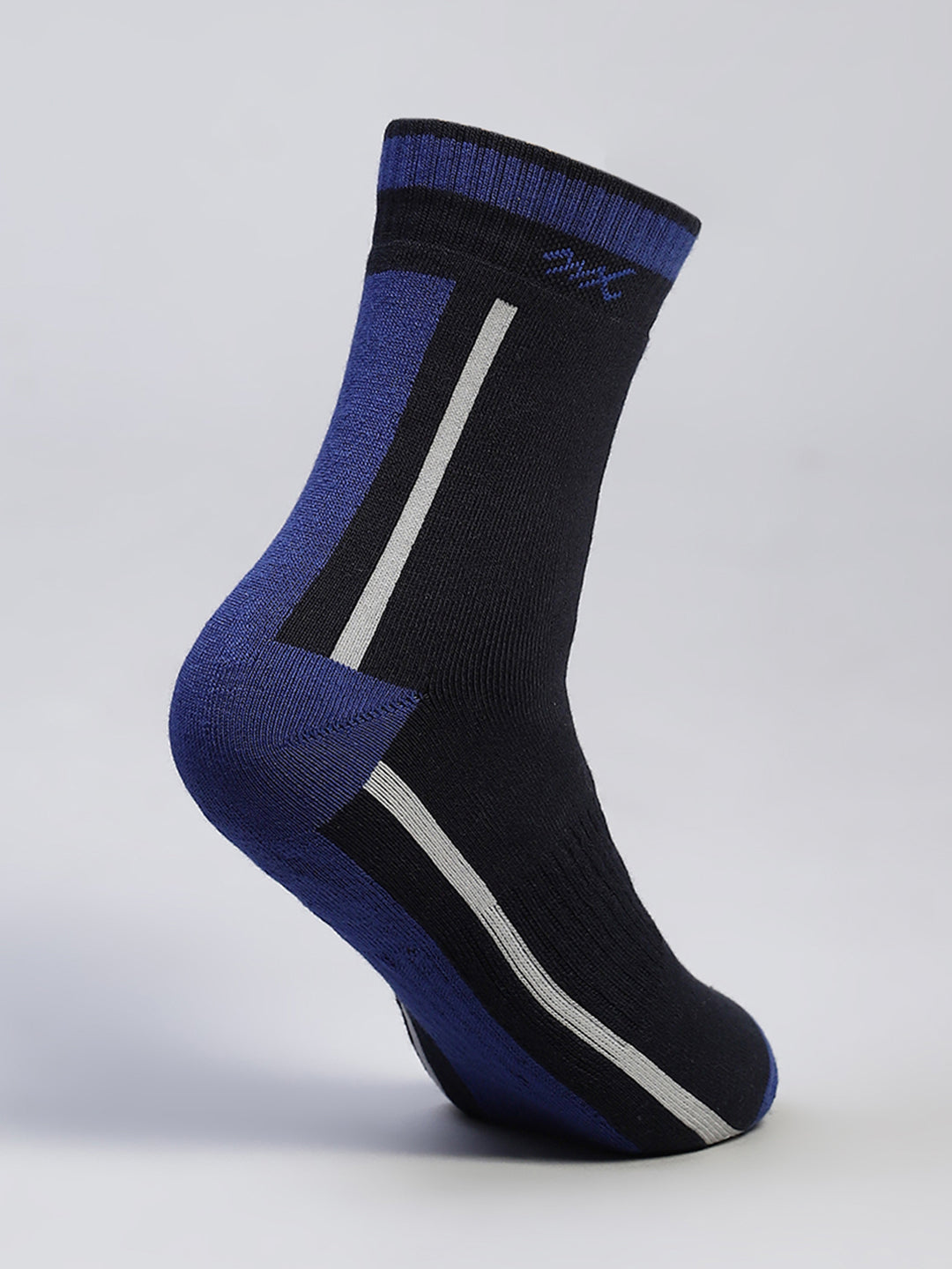 Men Cotton Blend Self Design Crew Length Socks (Pack of 3)