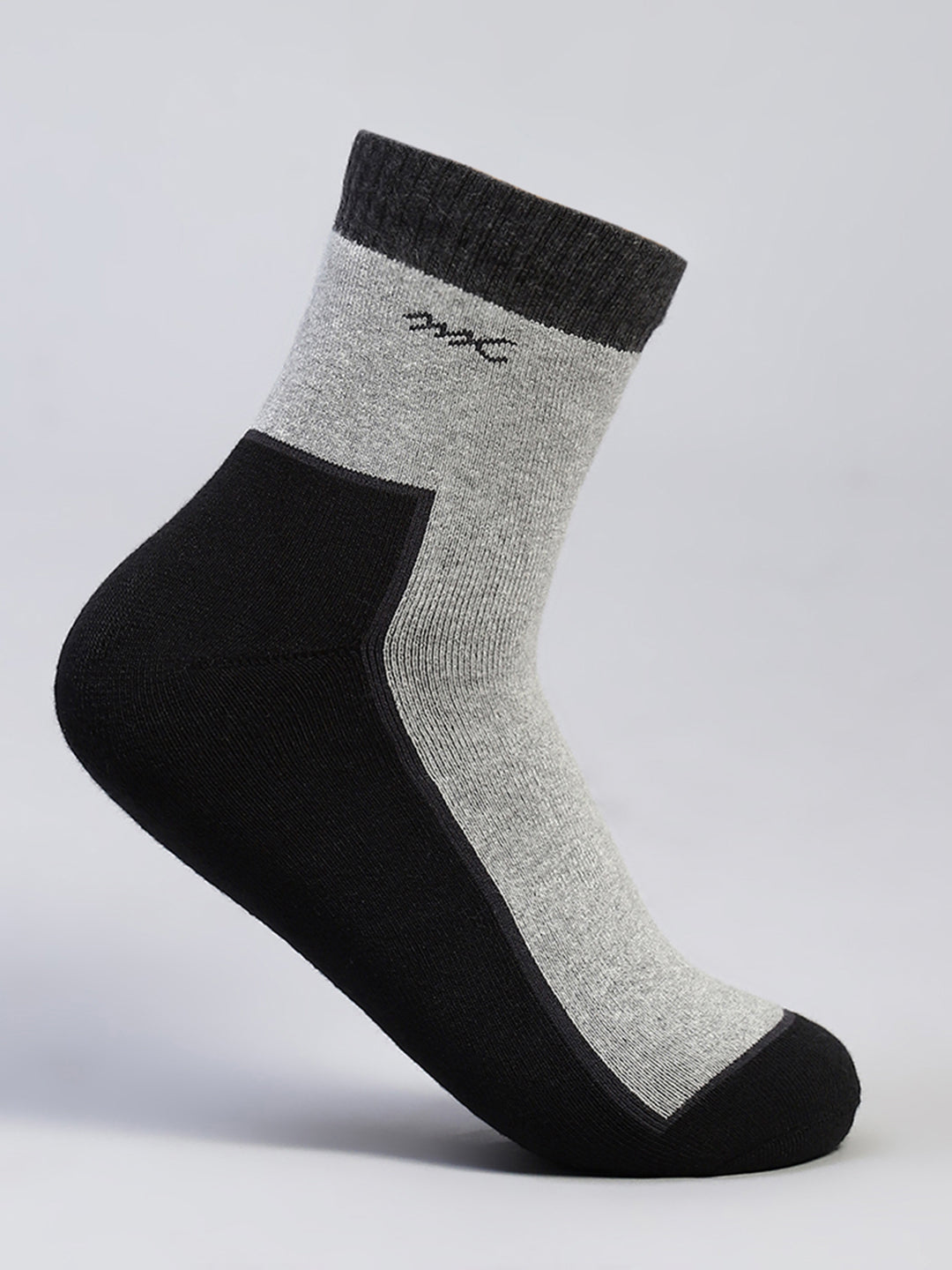 Men Cotton Blend Self Design Crew Length Socks (Pack of 3)