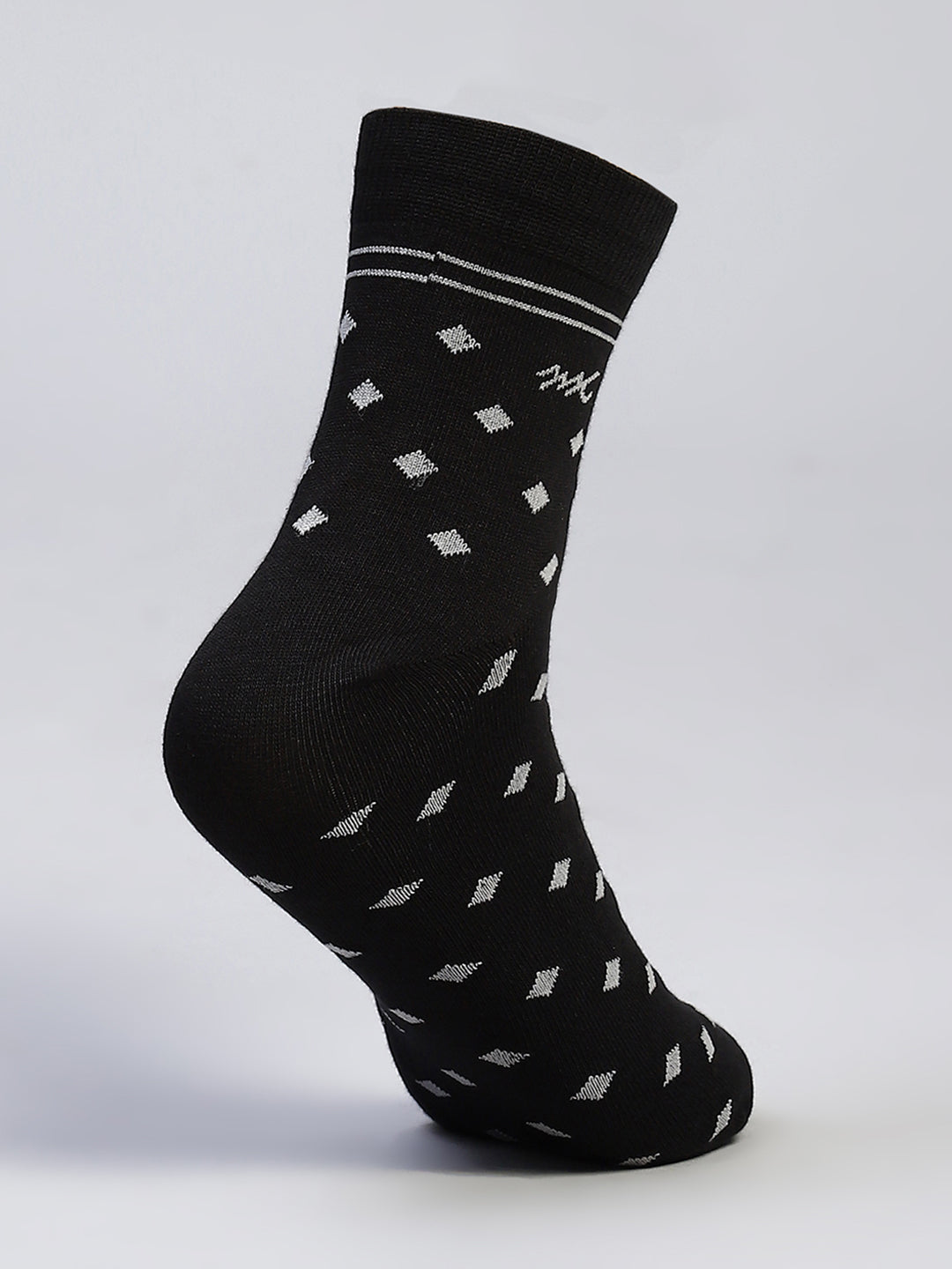 Men Cotton Blend Self Design Crew Length Socks (Pack of 3)
