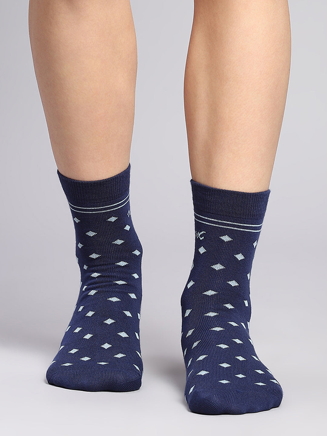 Men Cotton Blend Self Design Crew Length Socks (Pack of 3)