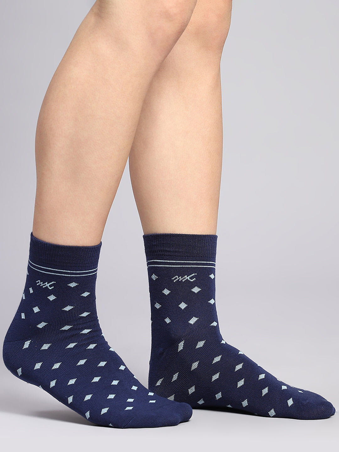 Men Cotton Blend Self Design Crew Length Socks (Pack of 3)
