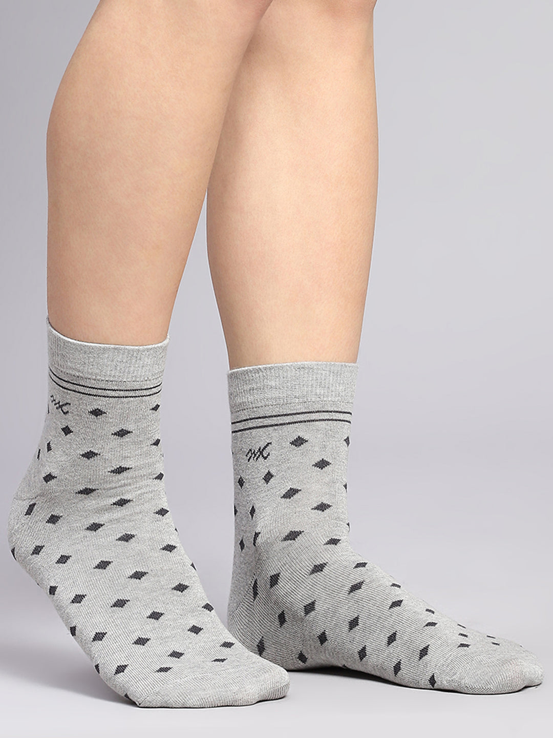 Men Cotton Blend Self Design Crew Length Socks (Pack of 3)