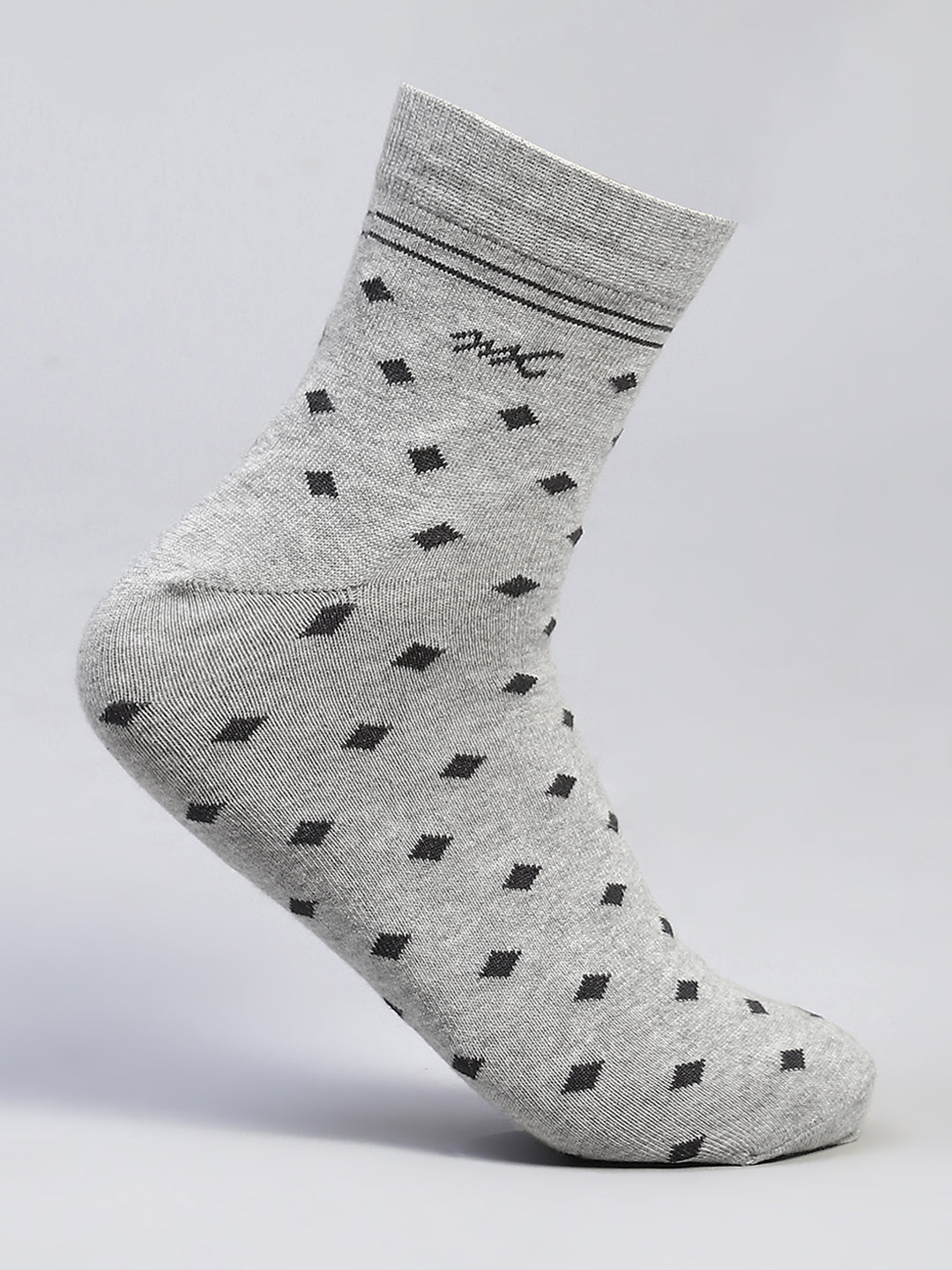 Men Cotton Blend Self Design Crew Length Socks (Pack of 3)