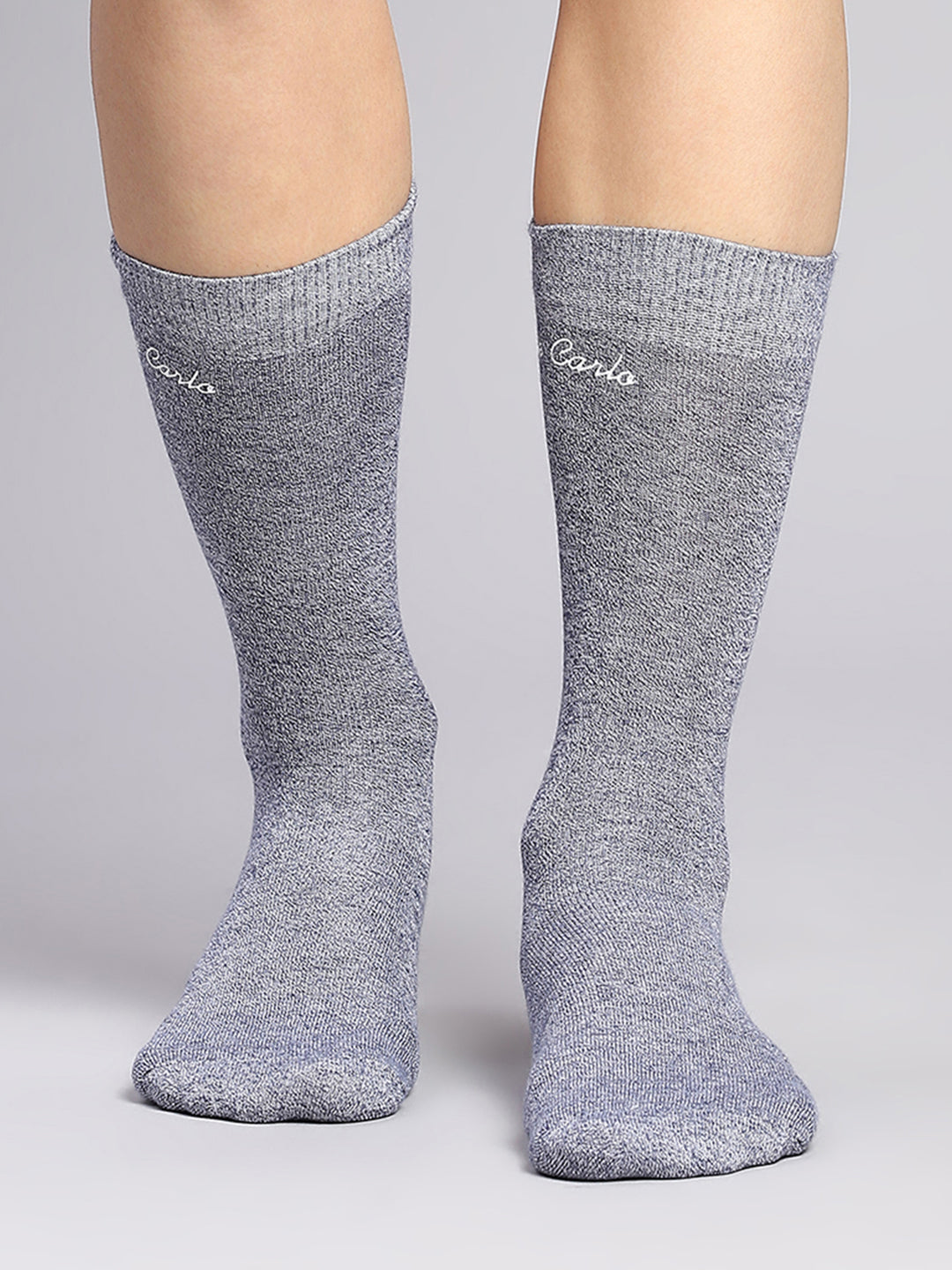 Men Cotton Blend Self Design Calf Length Socks (Pack of 3)