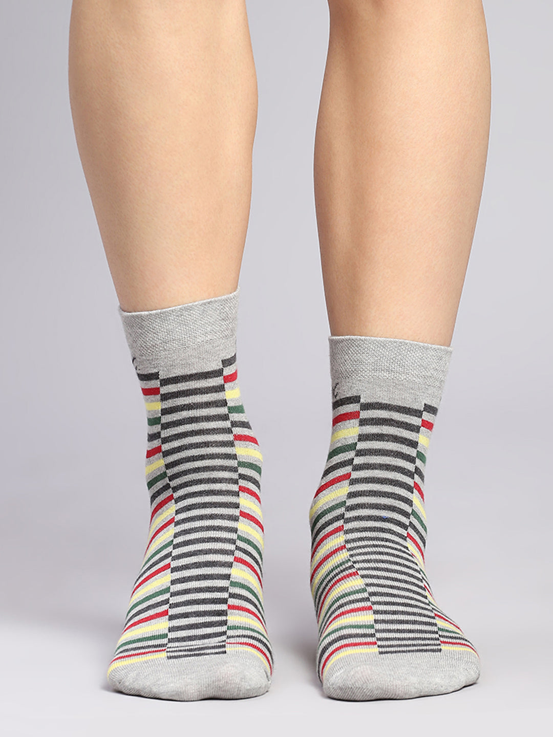 Men Cotton Blend Self Design Crew Length Socks (Pack of 3)