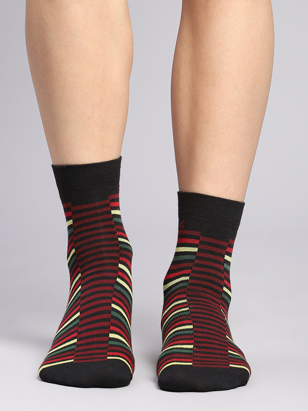 Men Cotton Blend Self Design Crew Length Socks (Pack of 3)
