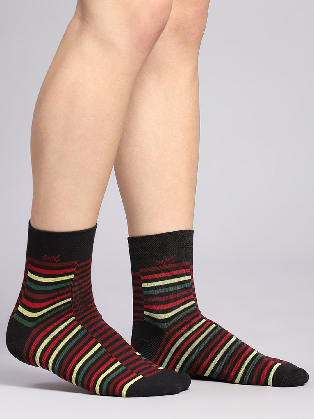 Men Cotton Blend Self Design Crew Length Socks (Pack of 3)