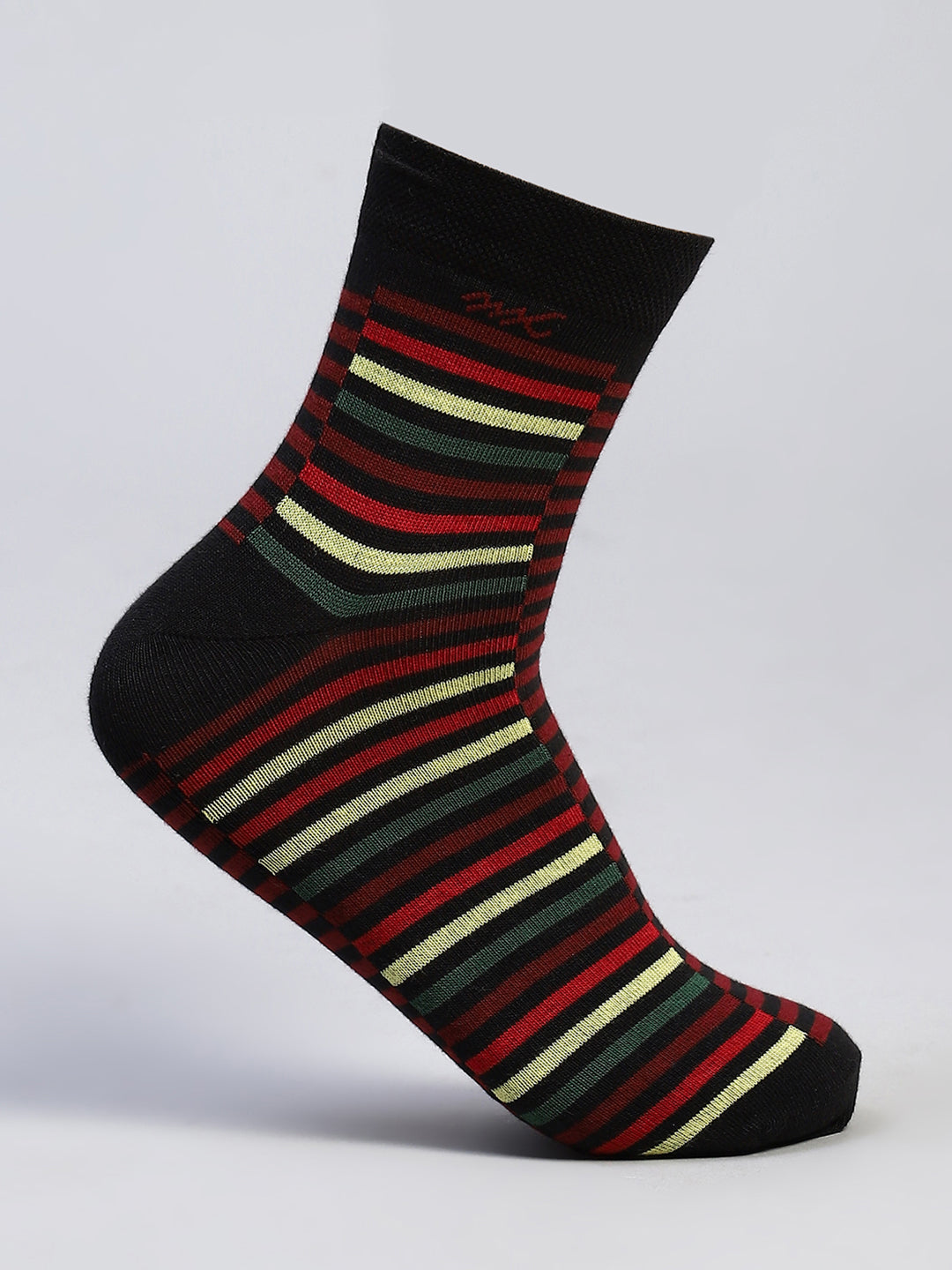 Men Cotton Blend Self Design Crew Length Socks (Pack of 3)