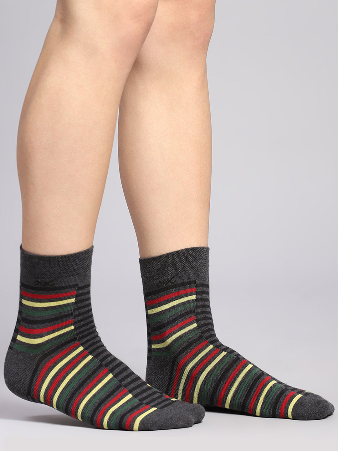 Men Cotton Blend Self Design Crew Length Socks (Pack of 3)