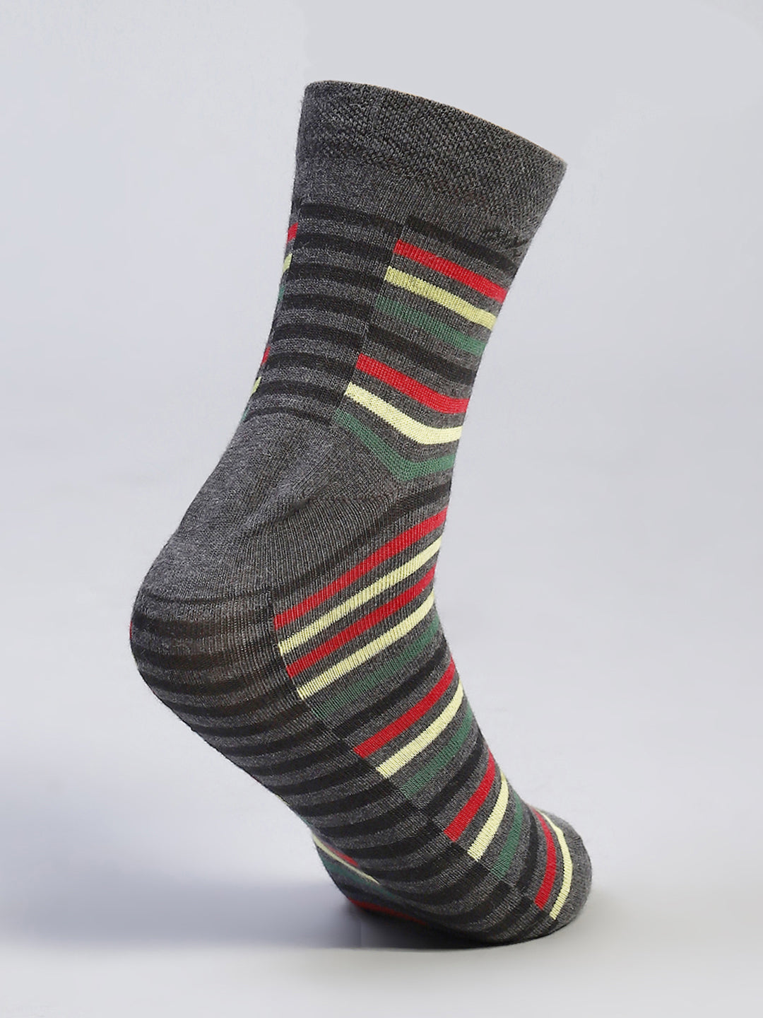 Men Cotton Blend Self Design Crew Length Socks (Pack of 3)