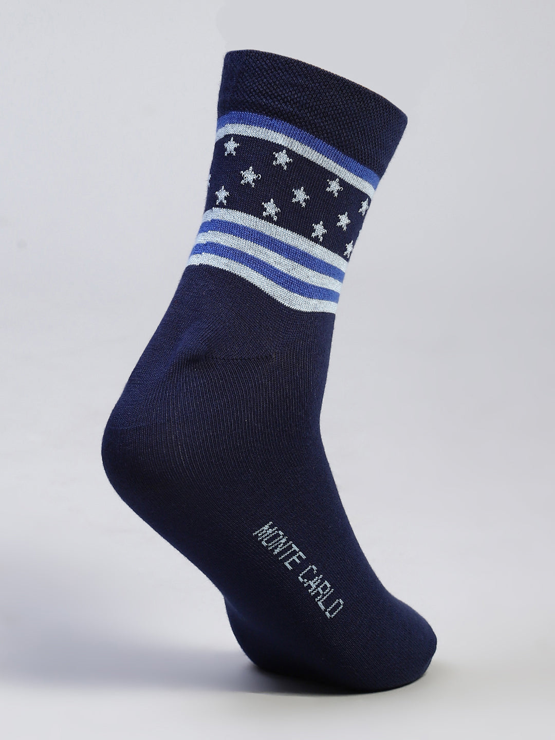Men Cotton Blend Self Design Crew Length Socks (Pack of 3)