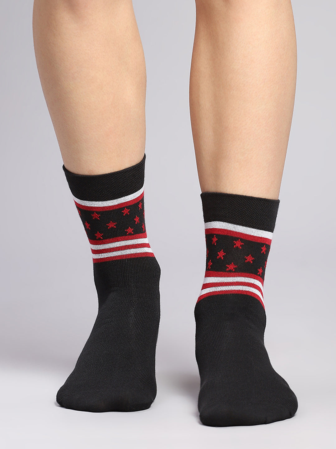 Men Cotton Blend Self Design Crew Length Socks (Pack of 3)