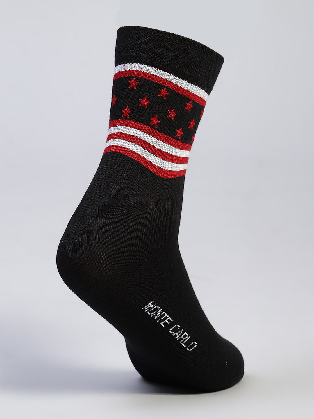 Men Cotton Blend Self Design Crew Length Socks (Pack of 3)