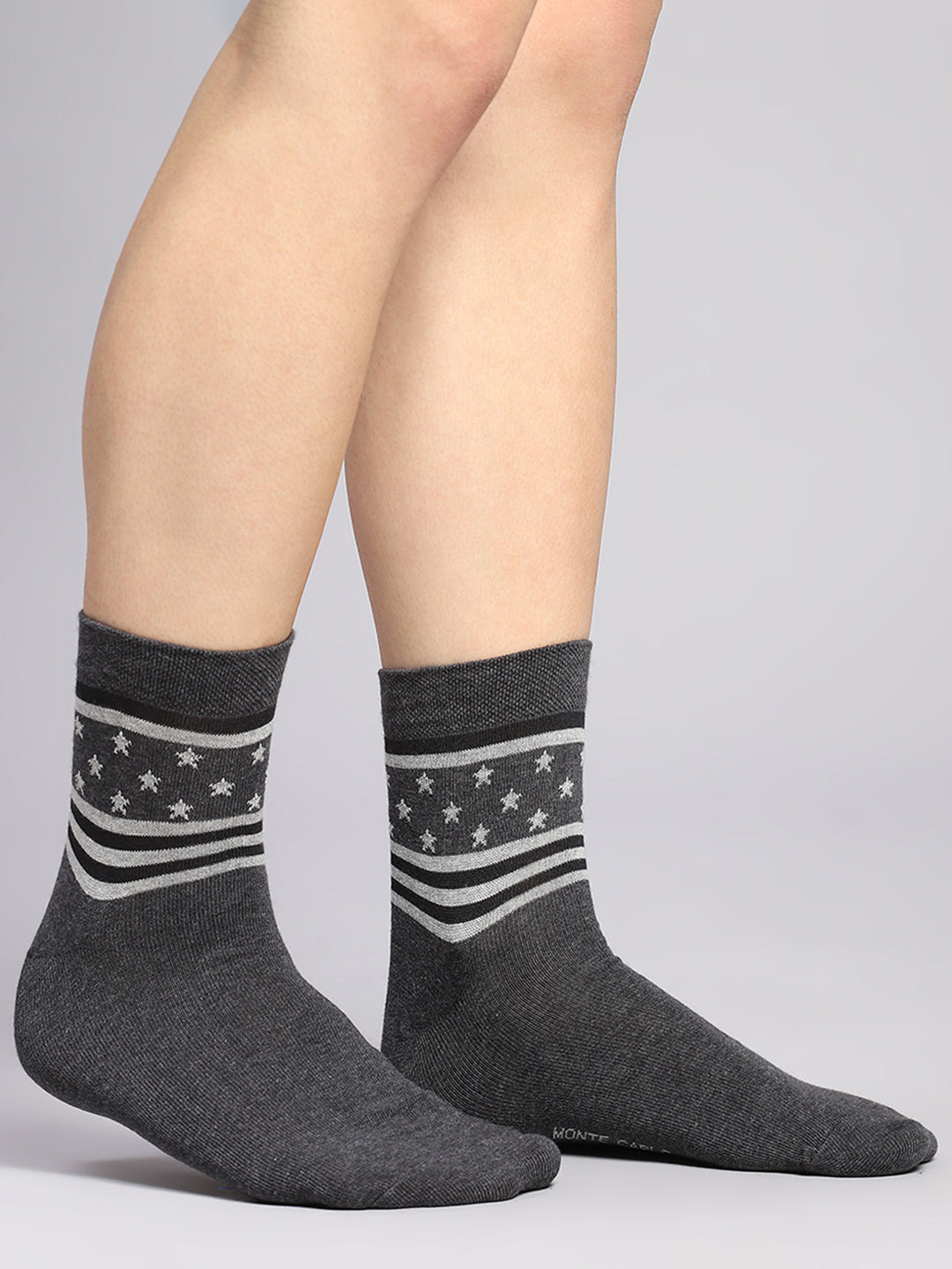 Men Cotton Blend Self Design Crew Length Socks (Pack of 3)