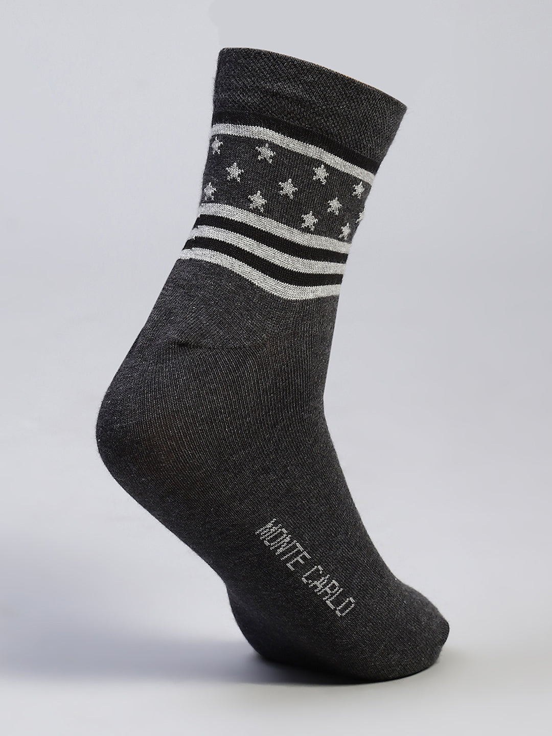 Men Cotton Blend Self Design Crew Length Socks (Pack of 3)