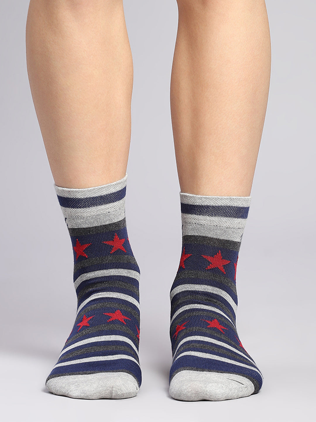 Men Cotton Blend Self Design Crew Length Socks (Pack of 3)