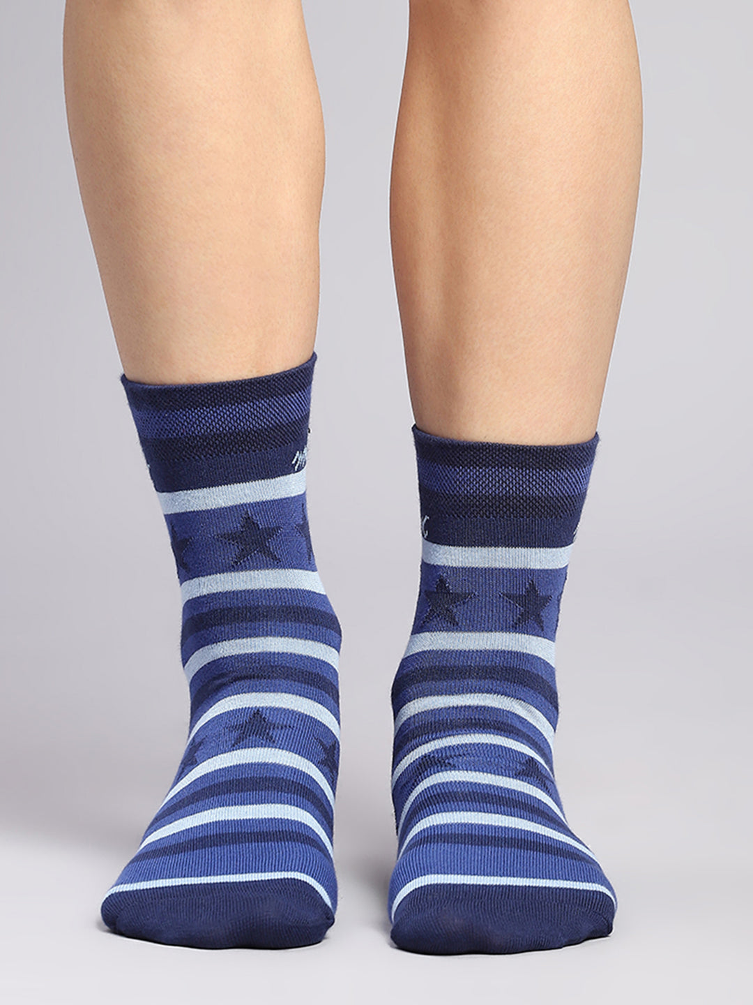 Men Cotton Blend Self Design Crew Length Socks (Pack of 3)