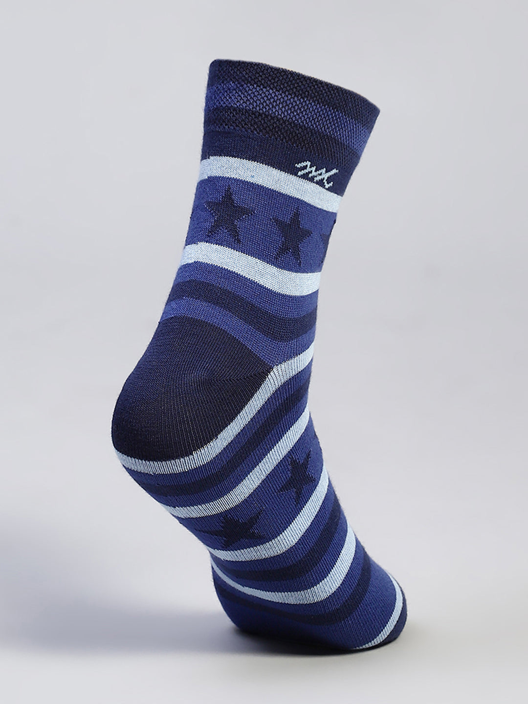 Men Cotton Blend Self Design Crew Length Socks (Pack of 3)