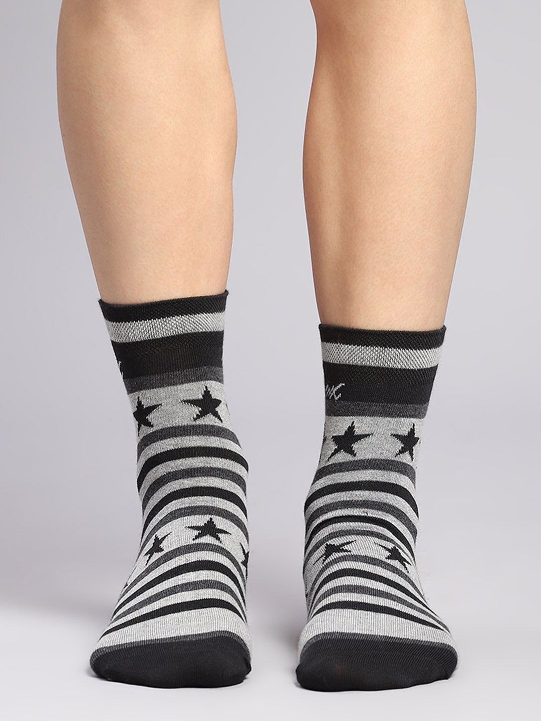 Men Cotton Blend Self Design Crew Length Socks (Pack of 3)