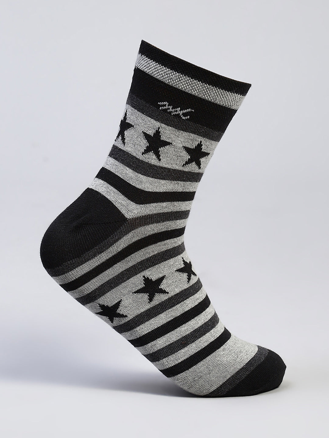 Men Cotton Blend Self Design Crew Length Socks (Pack of 3)