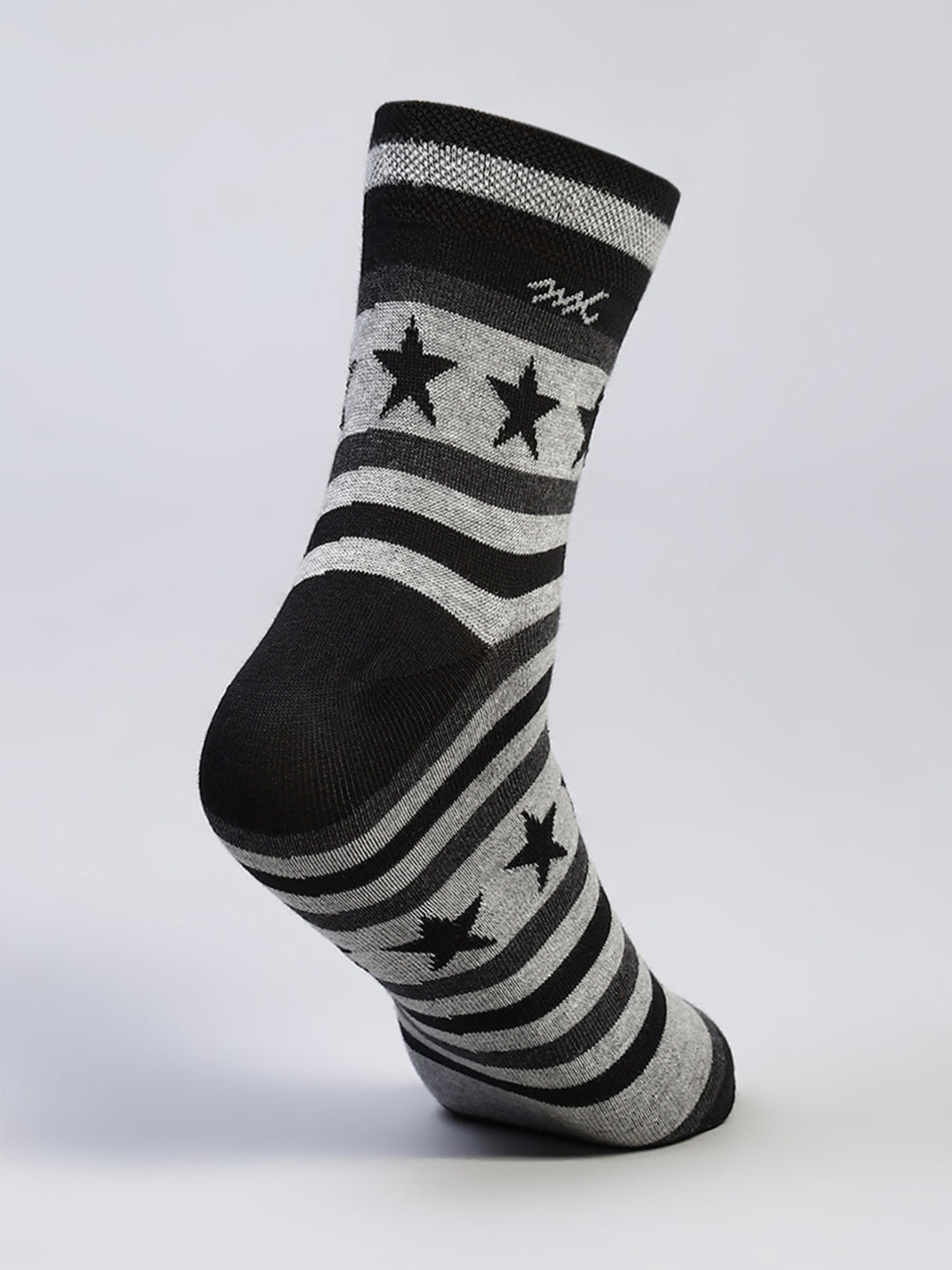 Men Cotton Blend Self Design Crew Length Socks (Pack of 3)