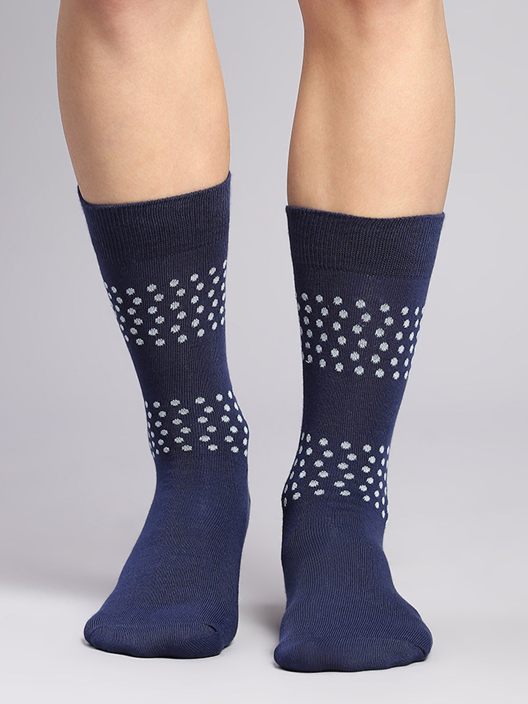 Men Cotton Blend Self Design Calf Length Socks (Pack of 3)