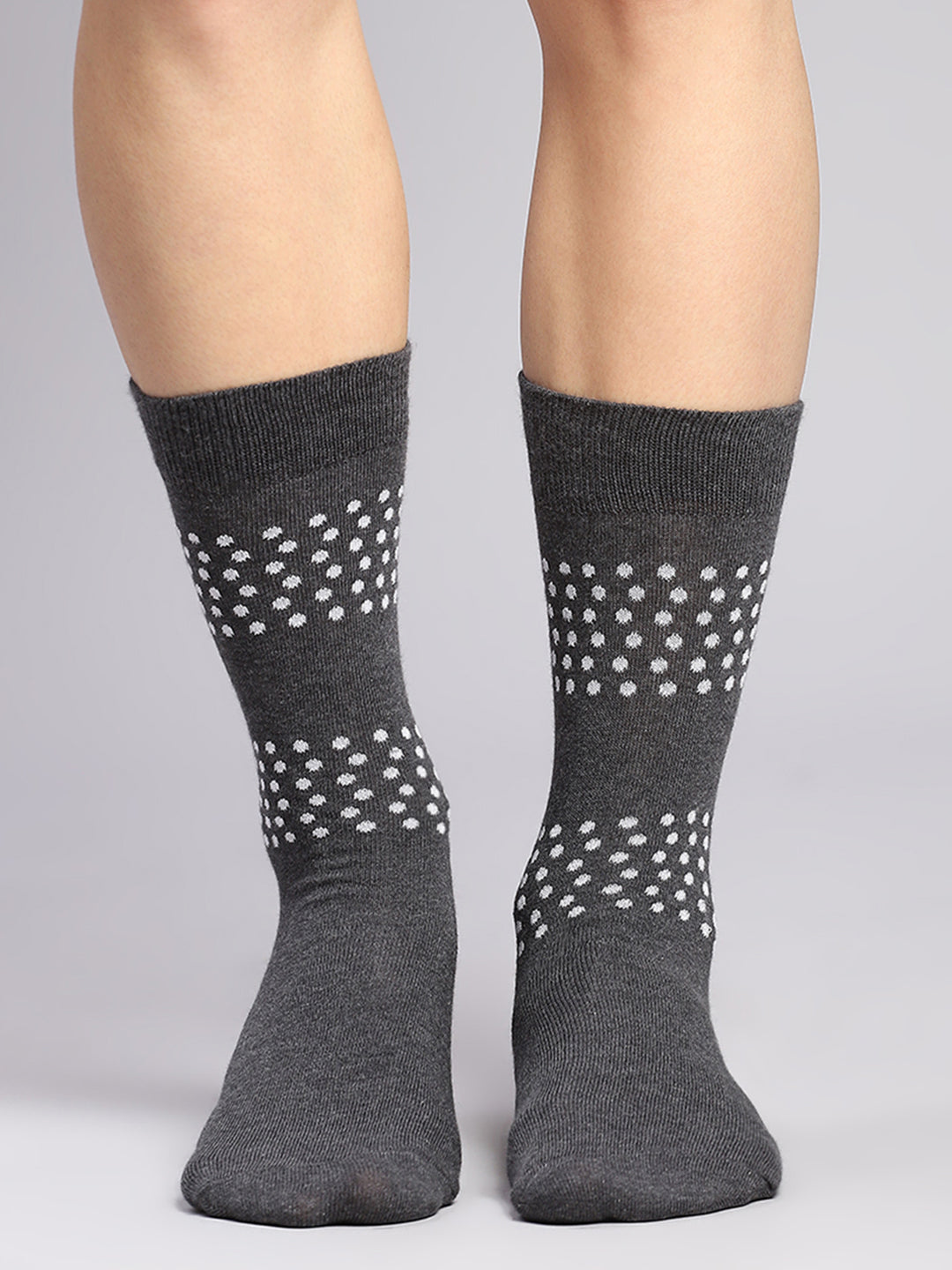Men Cotton Blend Self Design Calf Length Socks (Pack of 3)