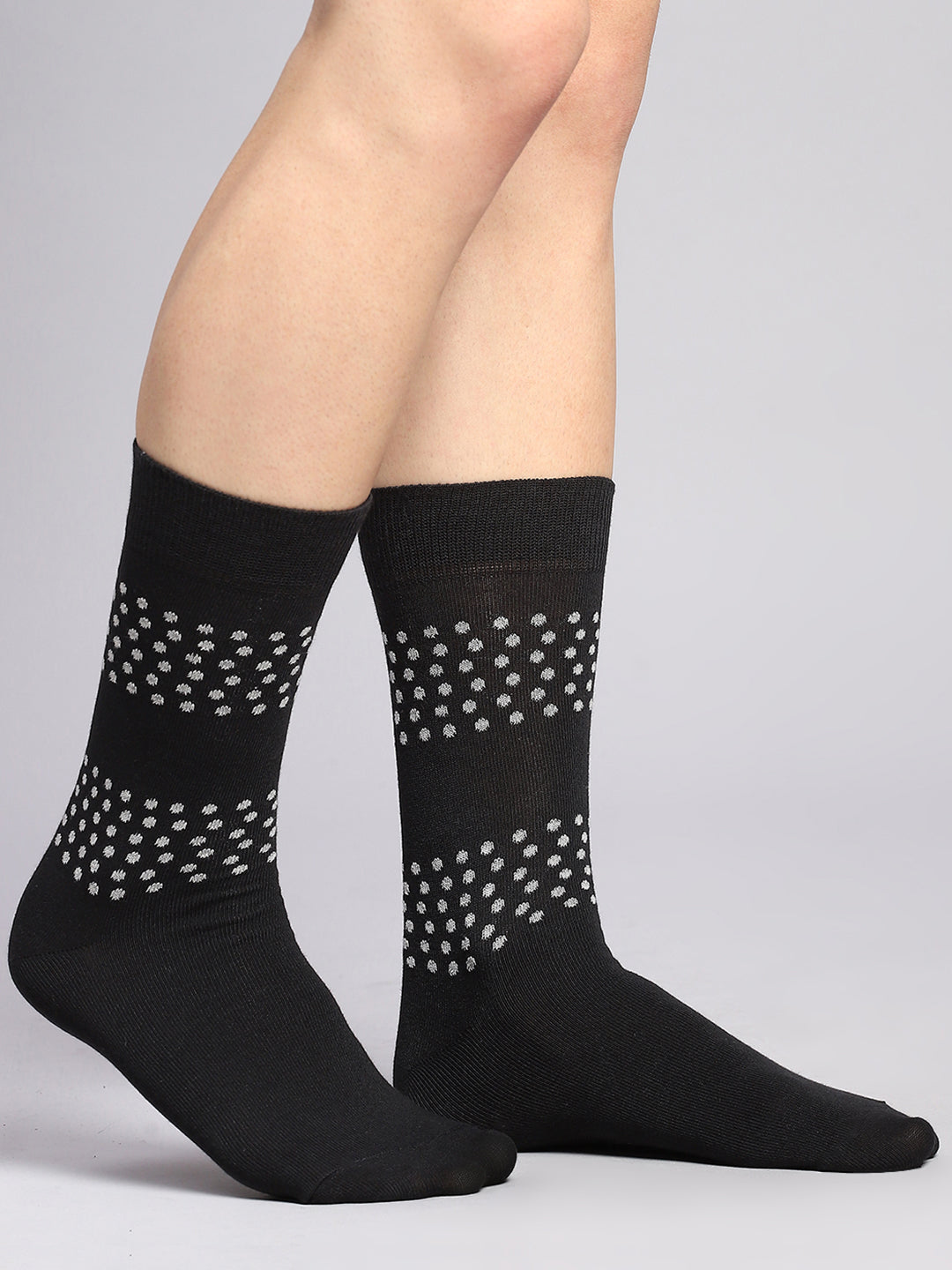 Men Cotton Blend Self Design Calf Length Socks (Pack of 3)