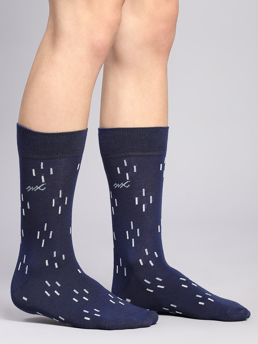 Men Cotton Blend Self Design Calf Length Socks (Pack of 3)